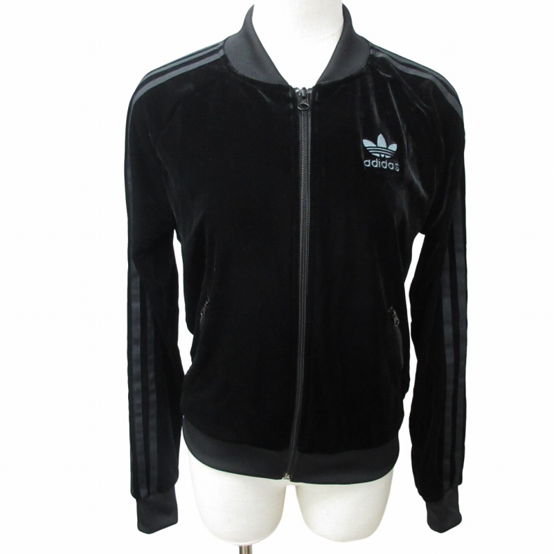 美品adidasOriginalsベロアジャケットXSメンズBLACK送料無料｜トップス 