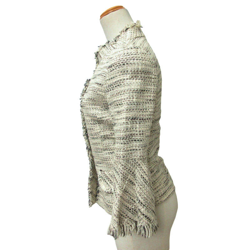 TO BE CHIC トゥービーシック ツイードジャケット ノーカラー フリンジ