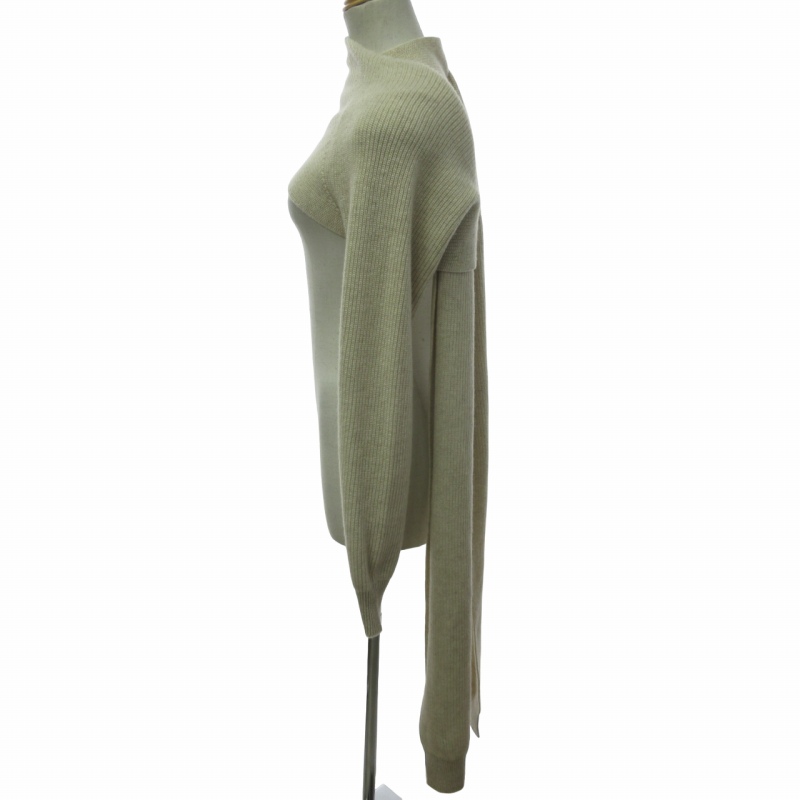 HERMES カシミヤ100％ レザーベルト ニットボレロ ケープ ポンチョ