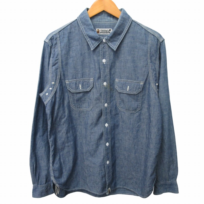アベイシングエイプ A BATHING APE ベイプスタ デニムウエスタンシャツ  