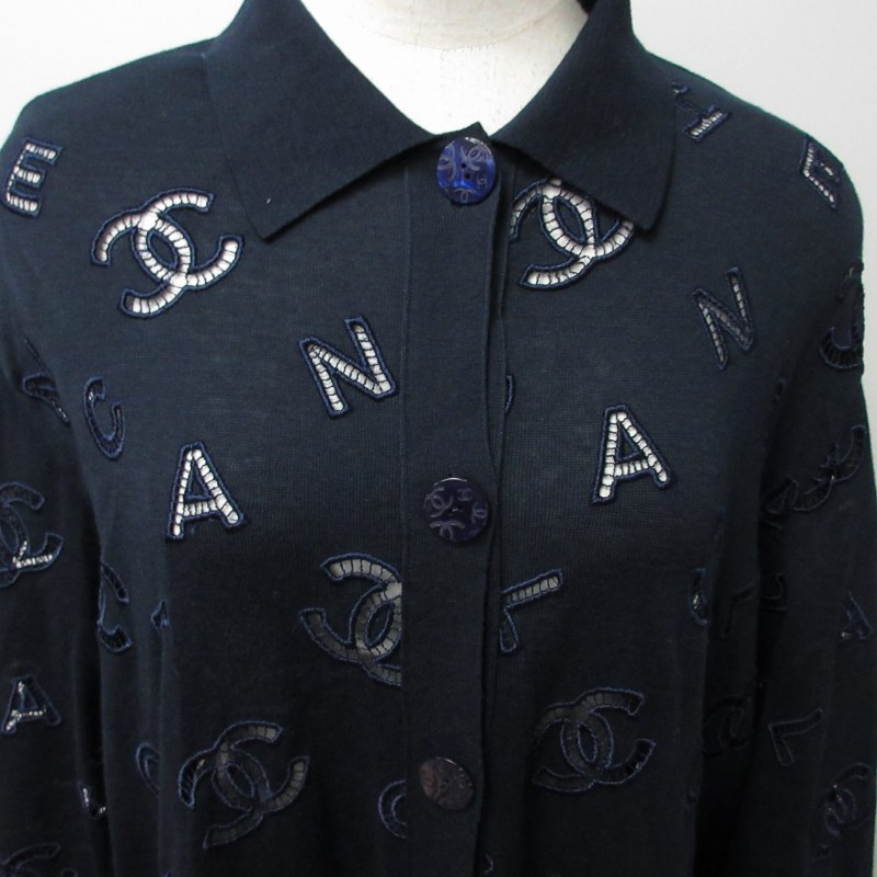 シャネル CHANEL 希少 近年 シースルー ロングカーディガン ニット 