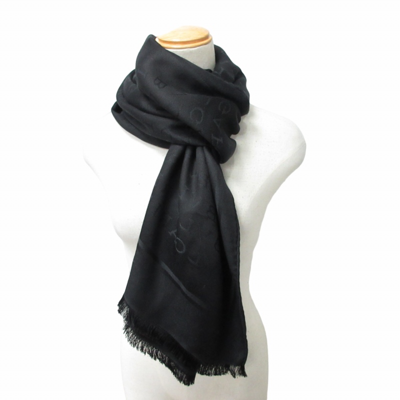 ブルガリ BVLGARI 美品 シルクストール マフラー ロゴマニア  