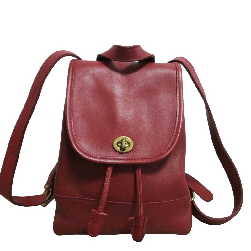 美品 COACH バックパック オールレザー レッド オールドコーチ 9960 美品 COACH バックパック オールレザー レッド オールドコーチ
