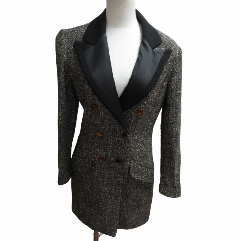 ケンゾー KENZO 美品 ツイードコート ダブルチェスターコート ラペル  