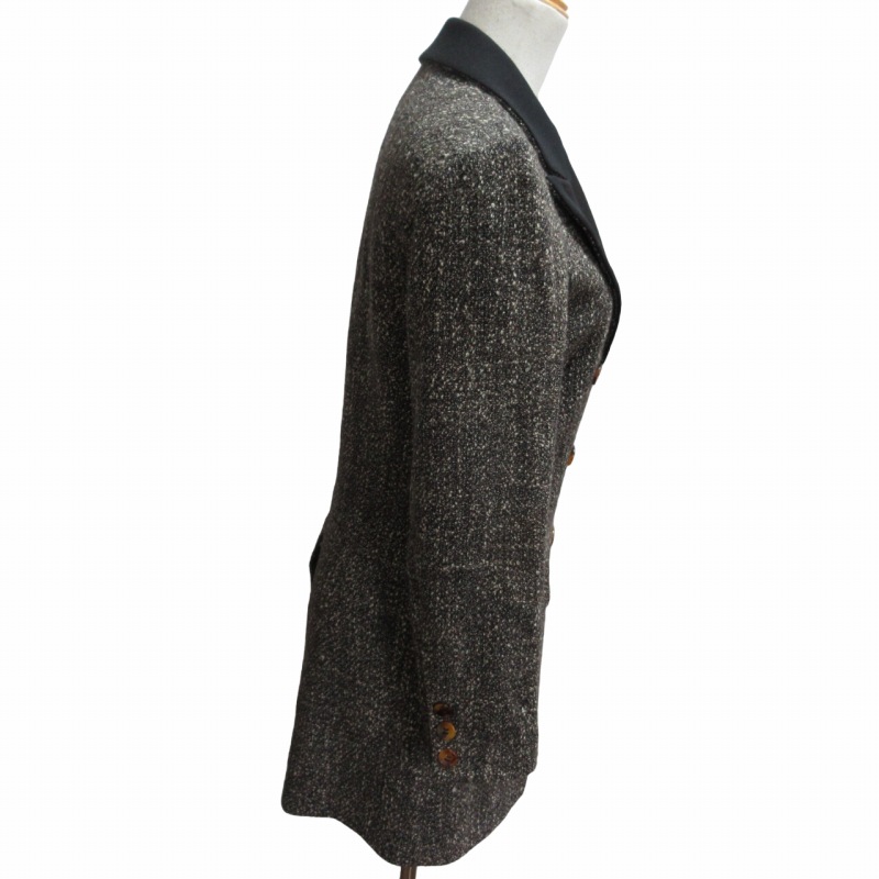 ケンゾー KENZO 美品 ツイードコート ダブルチェスターコート ラペル  