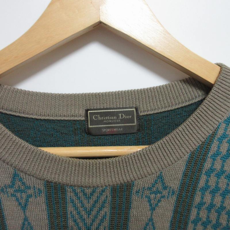 90s クリスチャンディオール ウールニット イタリア製 ペールグリーン Christian Dior - 90s クリスチャンディオール ウールニット