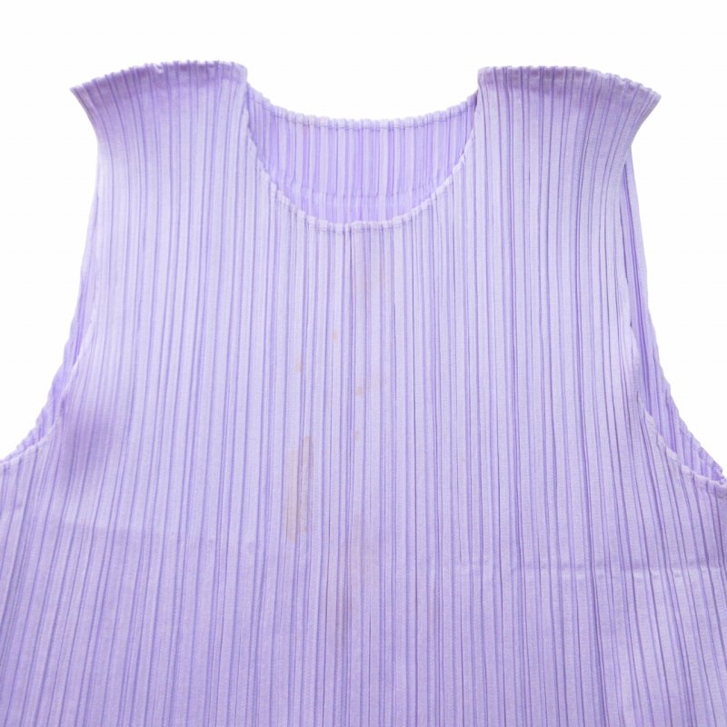 ふちゃっ　イッセイミヤケ プリーツプリーズ ノースリーブトップス　パープル PLEATS PLEASE ISSEY MIYAKE】プリーツプリーズイッセイミヤケ
