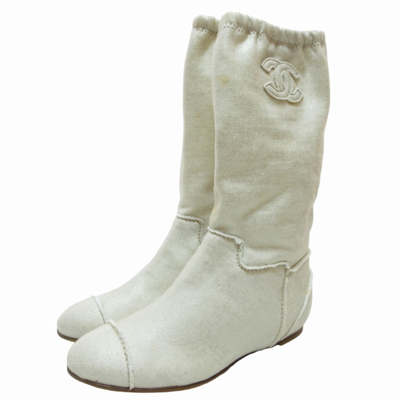シャネル CHANEL 08C ニットブーツ ショートブーツ シューズ ココ 