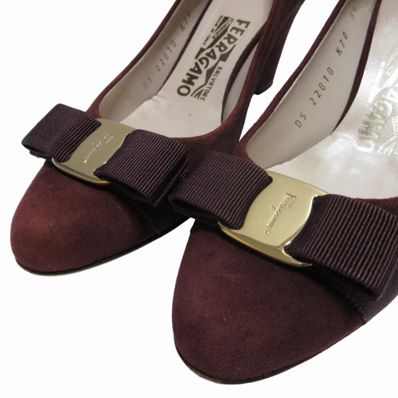 Ferragamo フェラガモ ヴァラリボン エナメル ウェッジソール