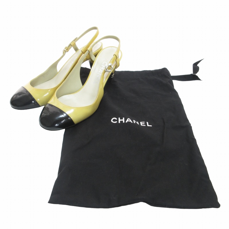 正規品　シャネル　ココマーク バイカラー バックストラップ　パンプス シャネル CHANEL バイカラー パンプス シューズ ココマーク カメリア