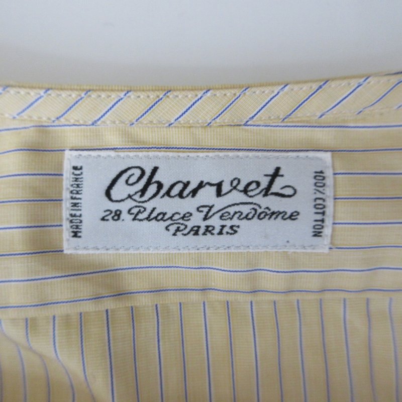 シャルベ Charvet 美品 近年モデル ノーカラー クレリックシャツ 