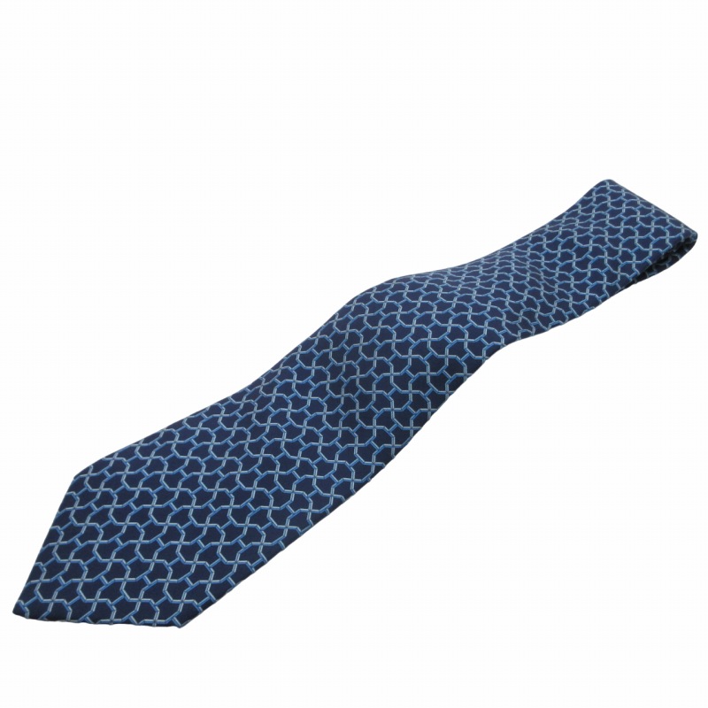 HERMES ネイビー ドット柄 シルクネクタイ エルメス HERMES ネクタイ 総柄 シルク 紺 ネイビー フランス製 【公式
