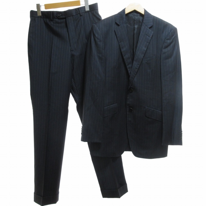 美品 ポールスミス スーツ セットアップ チェルッティ ストライプ ネイビー L ✨️美品✨️ Paul Smithポールスミス スーツ Lサイズ ストライプ 紺