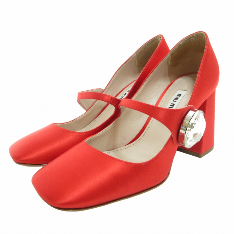 ミュウミュウ miumiu 19ss SATIN MARY JANE PUMPS サテン メリー