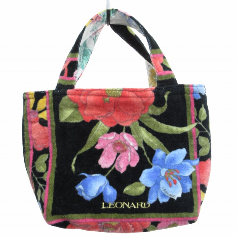 LEONRD レオナール 手提げ ハンドバッグ花柄 ロゴ入り
