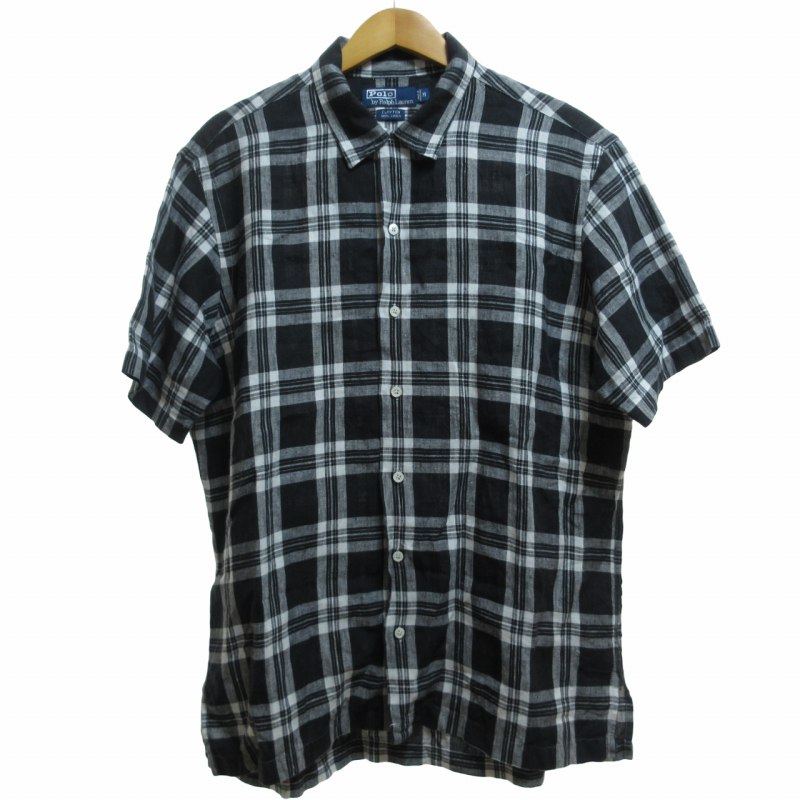 ポロ ラルフローレン 半袖 シャツ M チェック ブラック CLAYTON