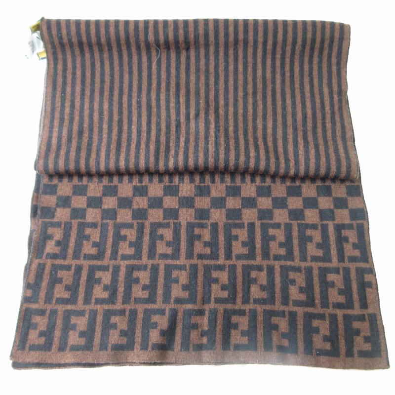フェンディ FENDI ヴィンテージ ウール マフラー ストール ショール 柄 