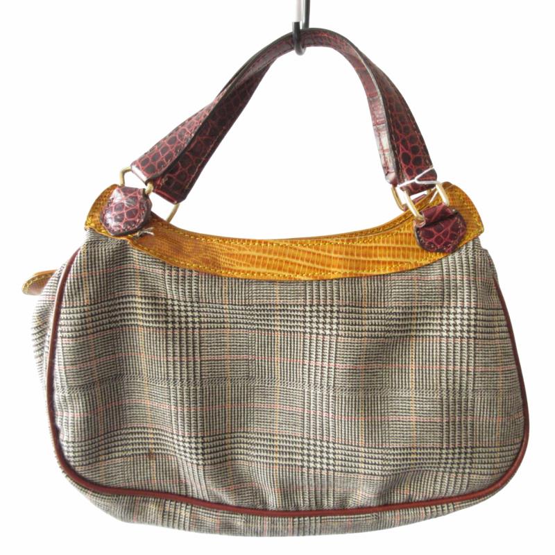 ETRO/エトロ シェパードチェックキャンバス ショルダーバッグ/14.3万 ETRO/エトロ シェパードチェックキャンバス ショルダーバッグ/14.3万
