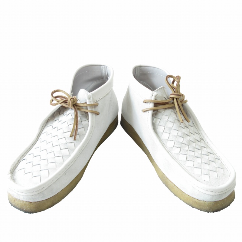 クラークス　ワラビーブーツ　新品未使用　ホワイトレザー　サイズ８ クラークス clarks Clarks Wallabee Boot White Woven 21SP-I
