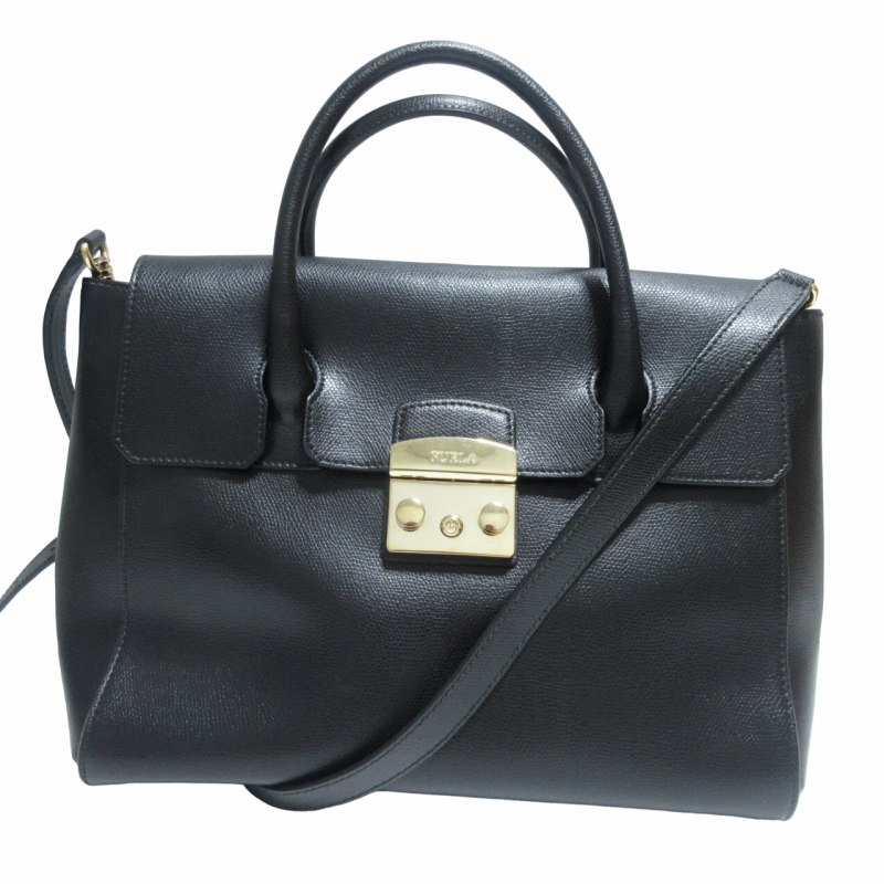 美品 FURLA レザー2wayトートバッグ（FURLA フルラ サフィアーノレザー 