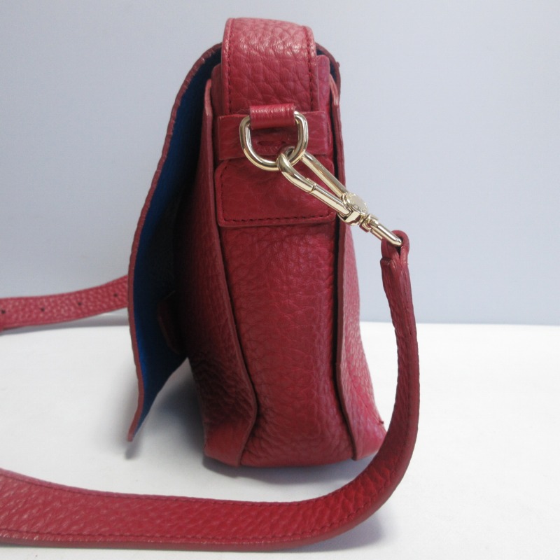 フルラ FURLA 2WAY ハンドバッグ ショルダー シボレザー スクエア 赤 