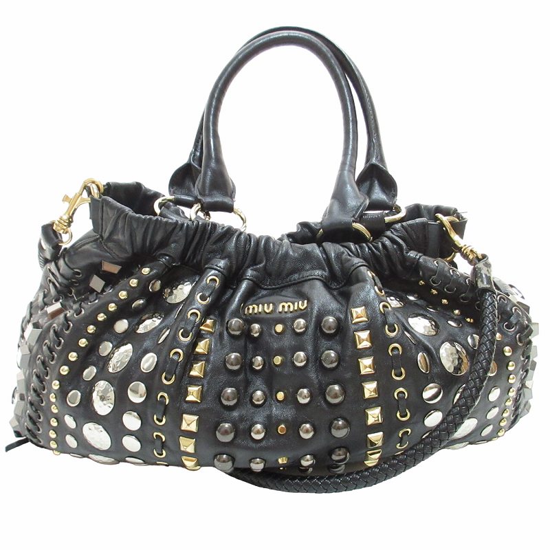 ミュウミュウ miumiu レザー Y2K 2WAY ハンドバッグ ワンショルダー 