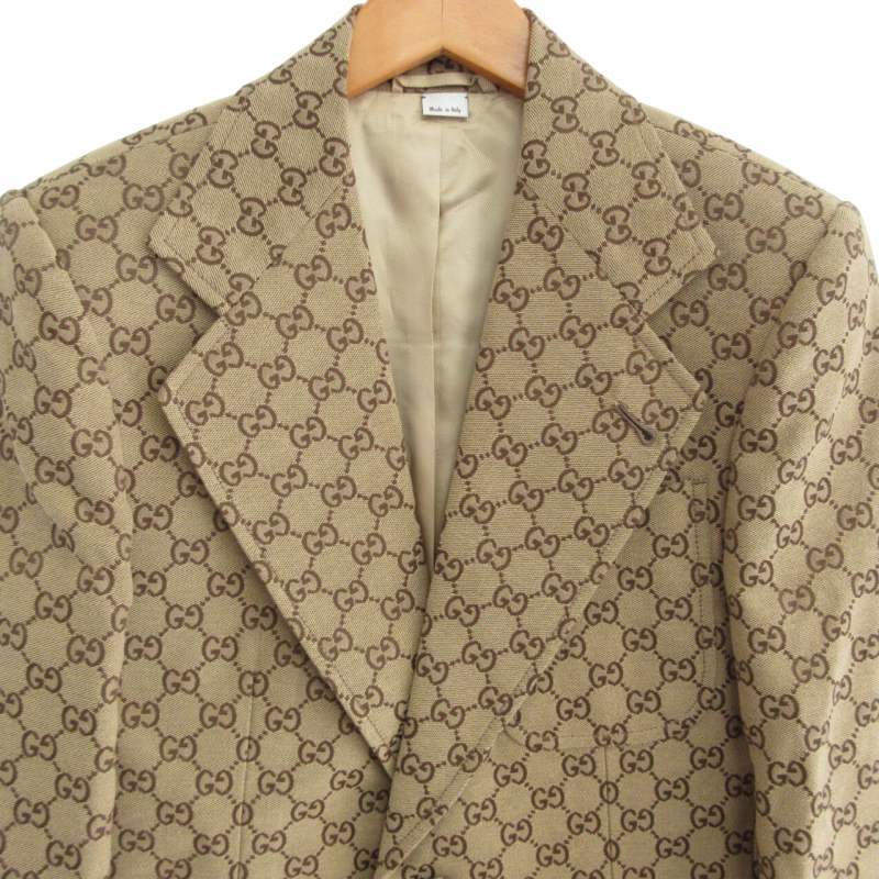 セール【GUCCI】高品質☆リネン キャンバス ジャケット 累積売上総額第1位【GUCCI☆グッチ】キャンバス ジャケット