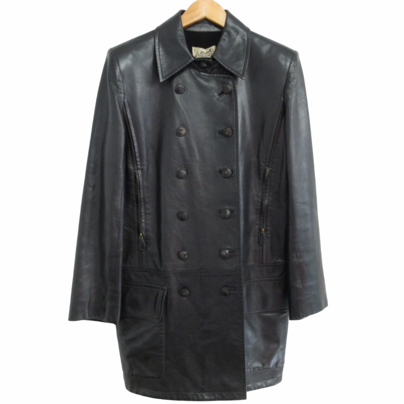 エルメス アウター 100%カシミヤ ラムレザー フランス製