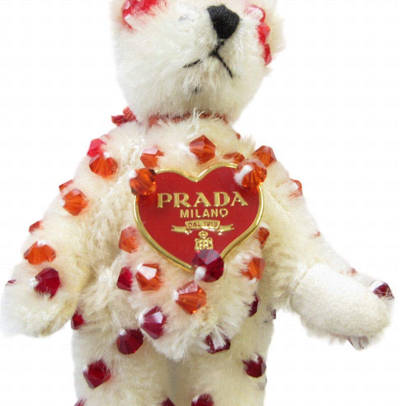 大人 可愛い 服  プラダ 未使用品 PRADA ロゴプレート ベアトリック テディベア アクセサリー