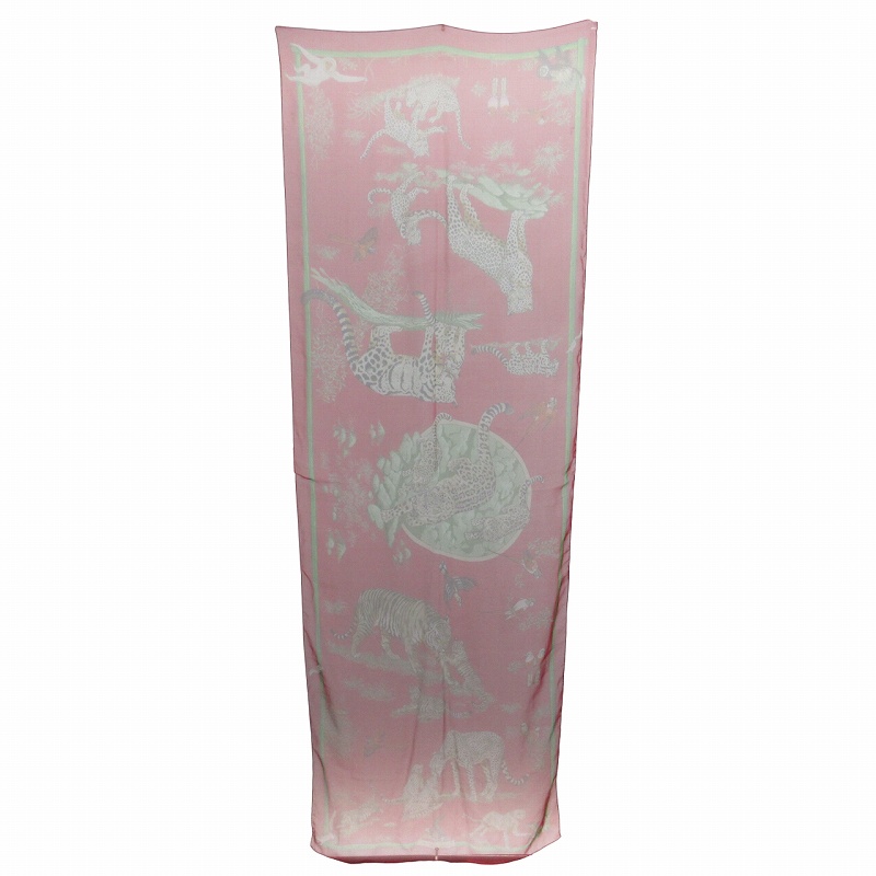 HERMES ピンク 動物モチーフ スカーフ