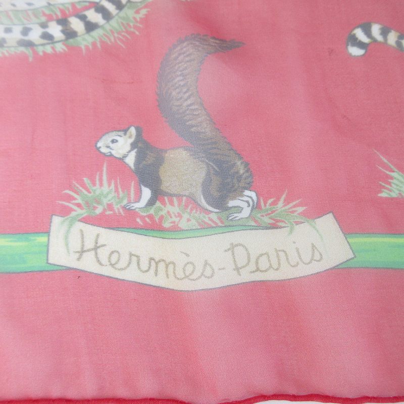 HERMES ピンク 動物モチーフ スカーフ