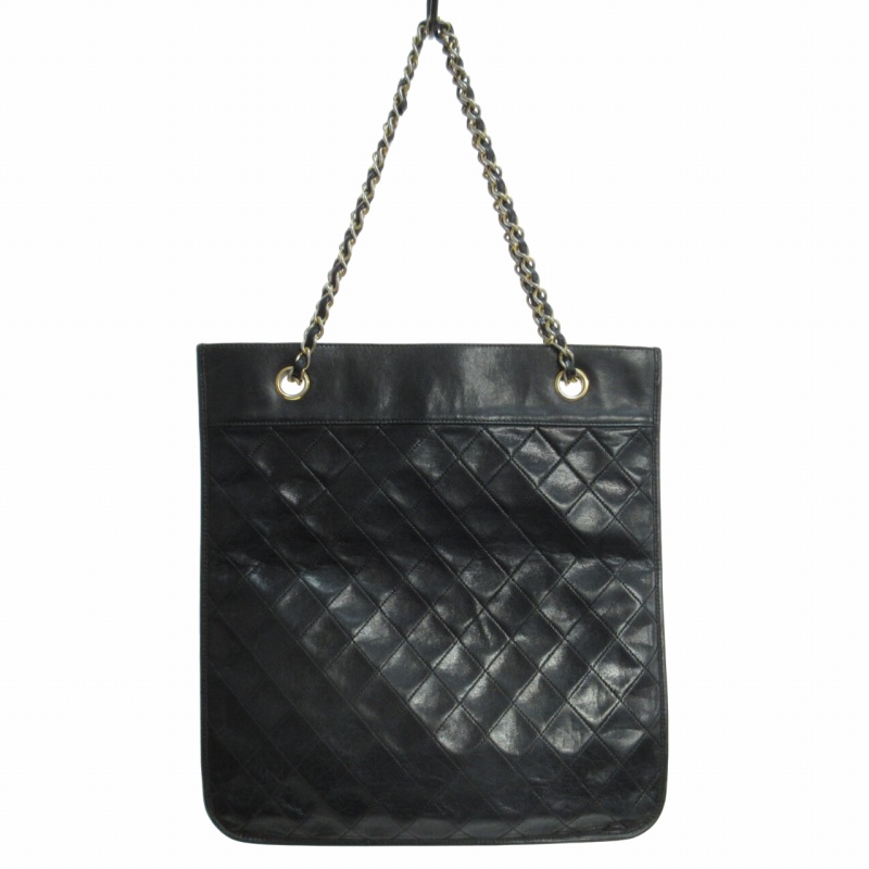 【VINTAGE】シャネル キャンバス チェーントートバッグ CHANEL 2001年頃製 キャビアスキンCCマークステッチチェーン