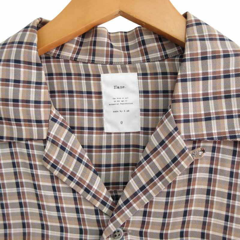 ネーム Name. 19AW レーヨンプライドオープンカラーシャツ チェック柄  