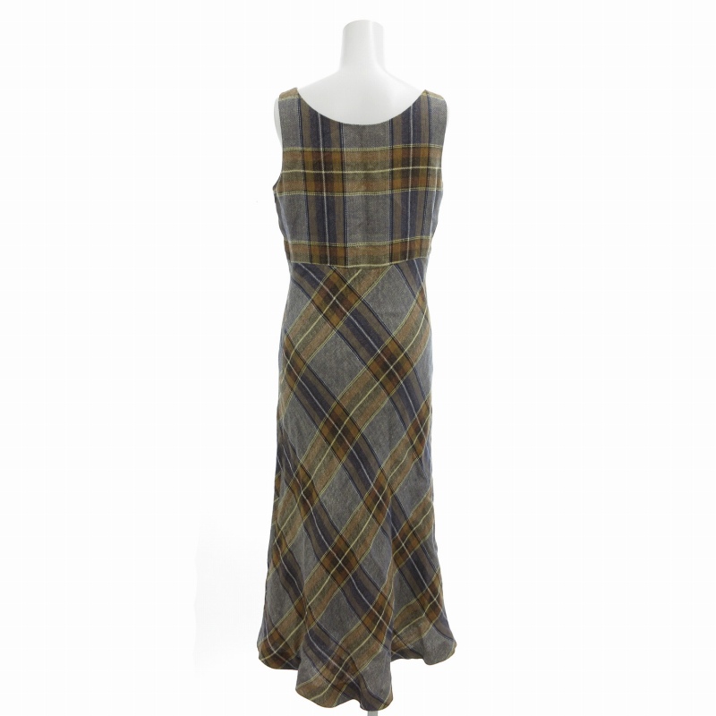 ［美品］MARGARET HOWELL リネン チェック ノースリーブワンピース マーガレットハウエル MARGARET HOWELL ENGLAND ノースリーブ