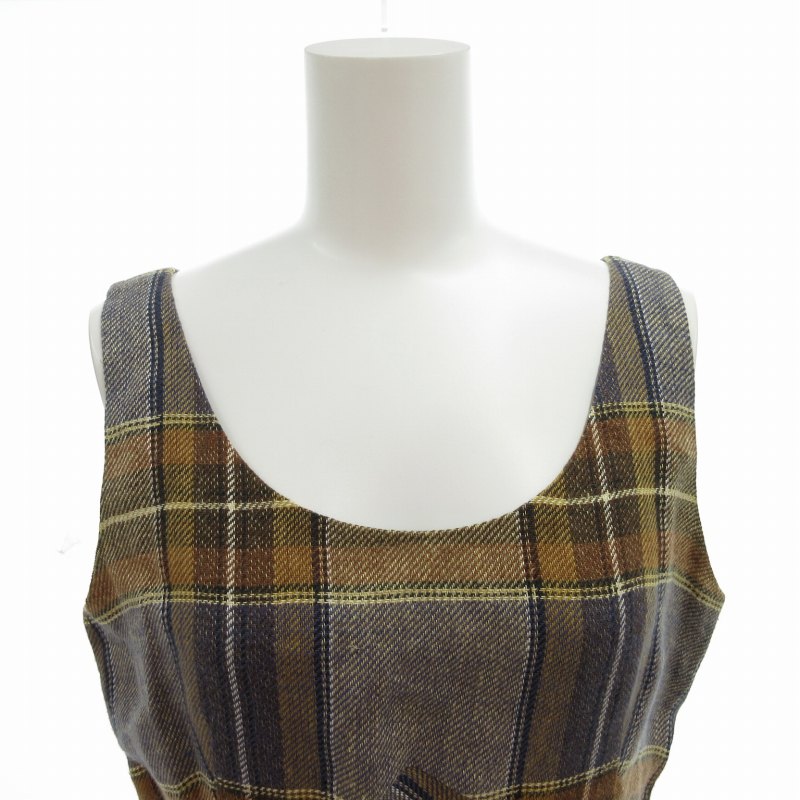 ［美品］MARGARET HOWELL リネン チェック ノースリーブワンピース マーガレットハウエル MARGARET HOWELL ENGLAND ノースリーブ