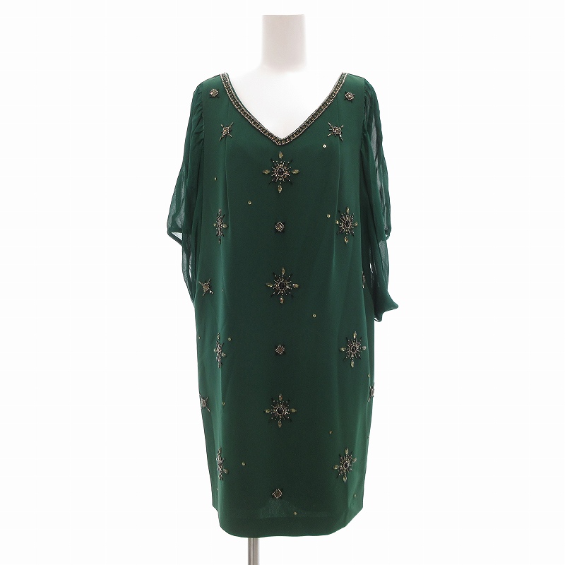 グレースコンチネンタル】アラベスク刺繍ロングワンピース グリーン