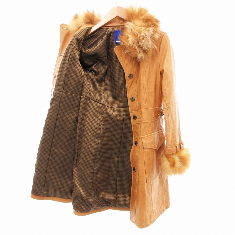 バーバリーブルーレーベル BURBERRY BLUE LABEL レザー ロングコート 