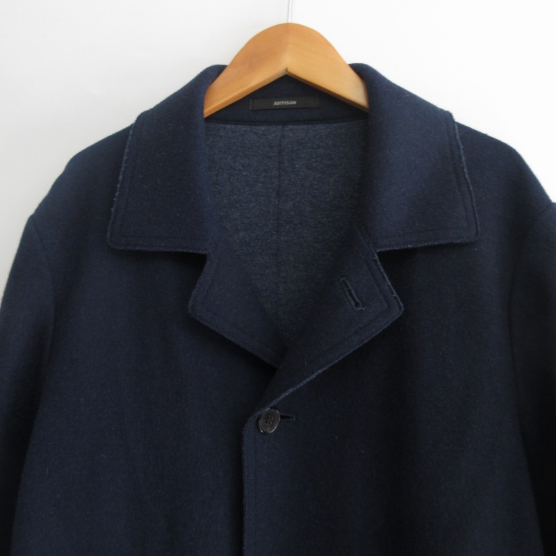 アルチザン、ネイビー ステンカラーコート ARTISAN カシミア100% 2WAY