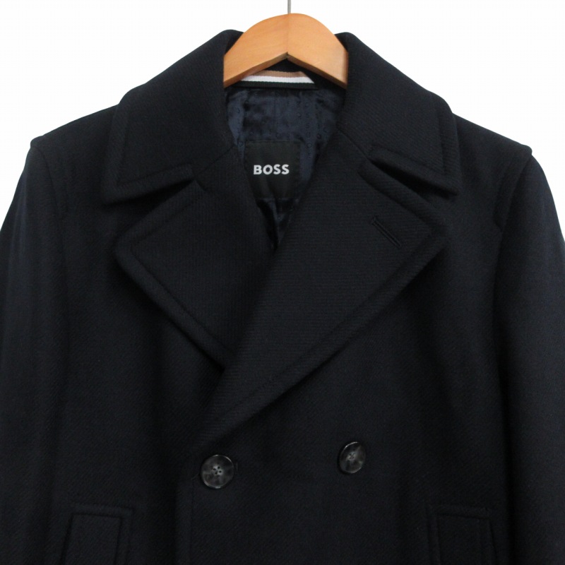 10万新品◆XL◆HUGO ヒューゴボス 撥水ブラックPコート HUGOBOSS (ヒューゴボス) カシミヤ チェスターコート HBTHAL10185998
