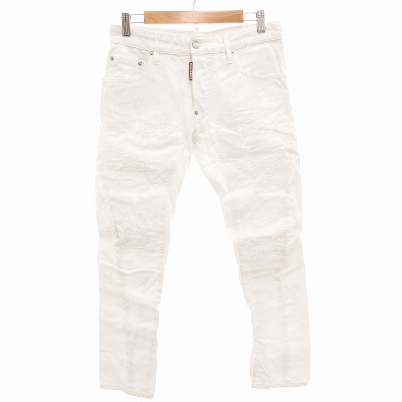 【中古】ディースクエアード DSQUARED2 21SS WHITE BULL デニムパンツ ジーンズ ダメージ加工 42 白 ホワイト IBO76 ディースクエアード DSQUARED2 21SS WHITE BULL デニムパンツ ジーンズ