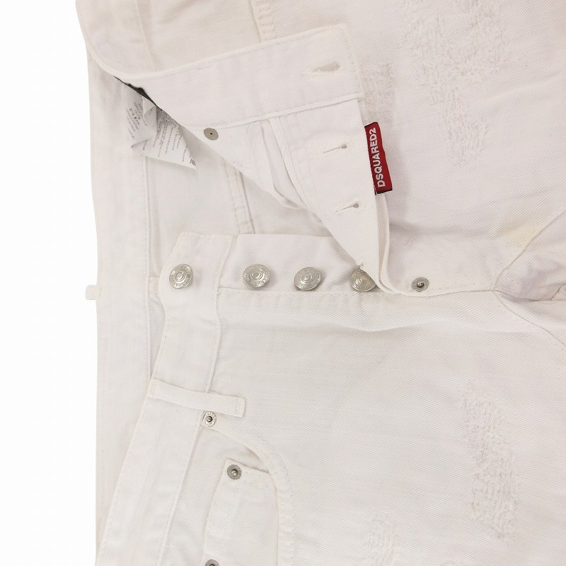 【中古】ディースクエアード DSQUARED2 21SS WHITE BULL デニムパンツ ジーンズ ダメージ加工 42 白 ホワイト IBO76 ディースクエアード DSQUARED2 21SS WHITE BULL デニムパンツ ジーンズ