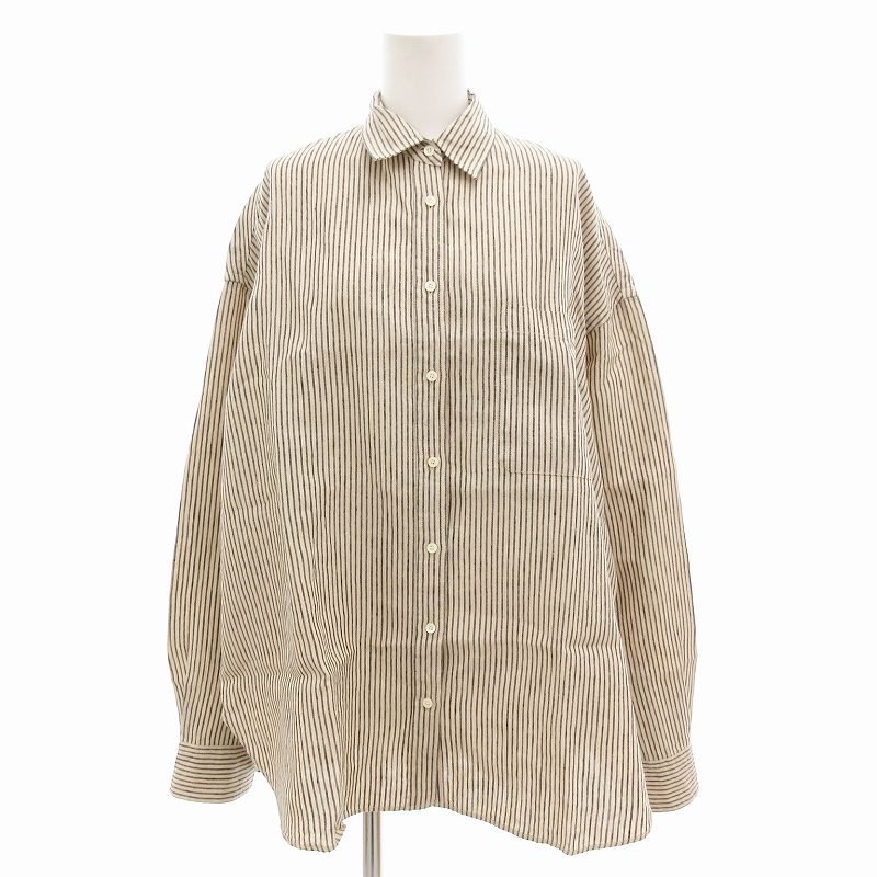 未使用品 バビロン BABYLONE 25SS リネン ストライプシャツ 麻 