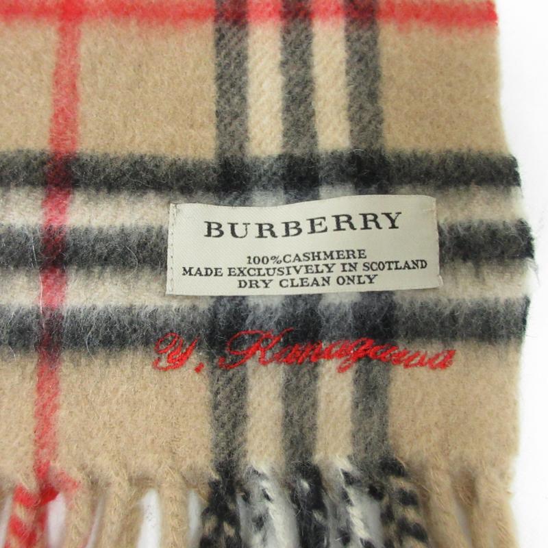 バーバリー BURBERRY 美品 スコットランド製 カシミヤ100％ マフラー ノバチェック ストール フリンジ IBO76 メンズ レディース