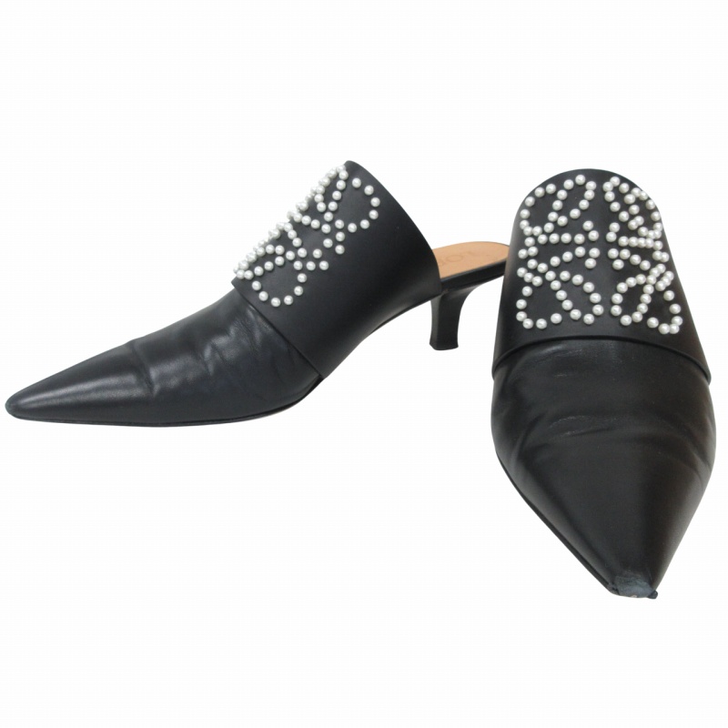 ビジューモチーフ ブラック ミュール 375 ビジューモチーフ ブラック ミュール 375 ビジューモチーフ ブラック