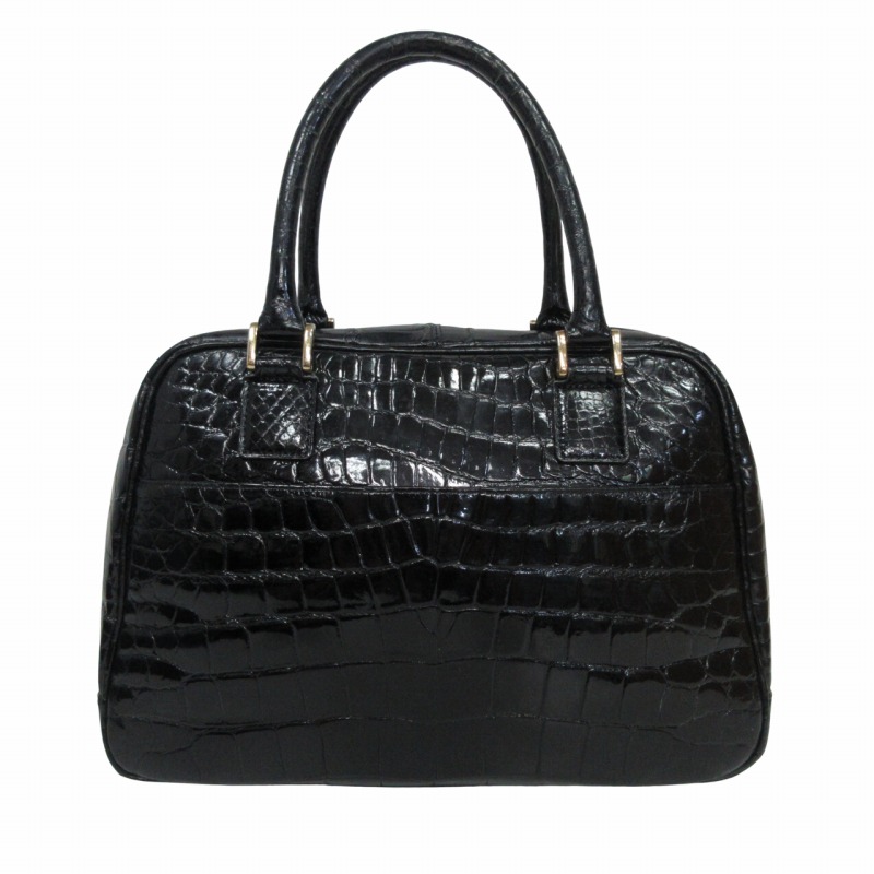 JRA認定】シャイニングクロコハンドバッグ ブラック 本革 【公式通販】