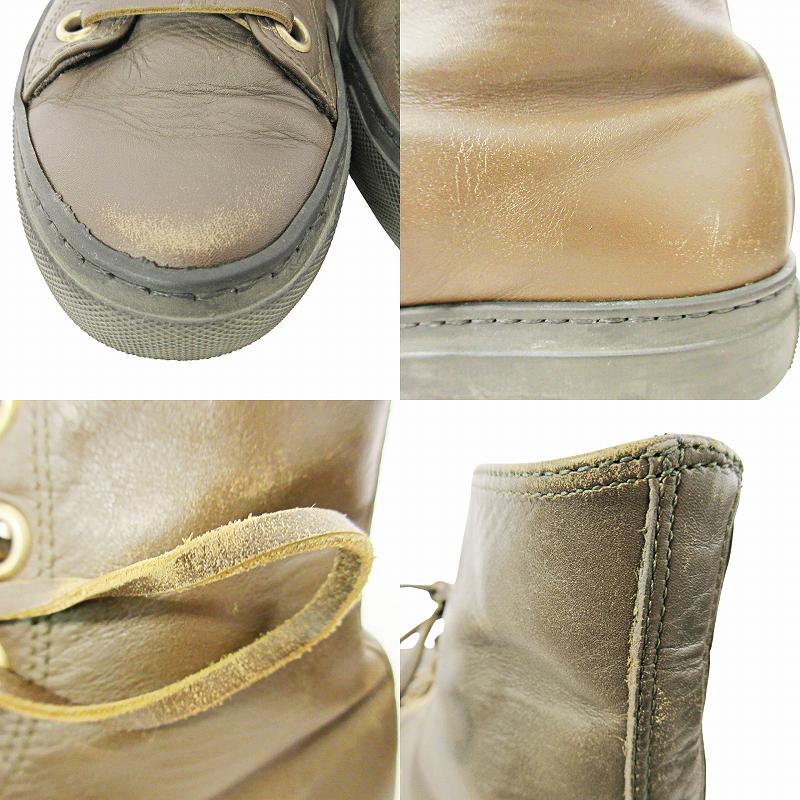 グッチ GUCCI レザー ショートブーツ ハイカット スニーカー ブラウン