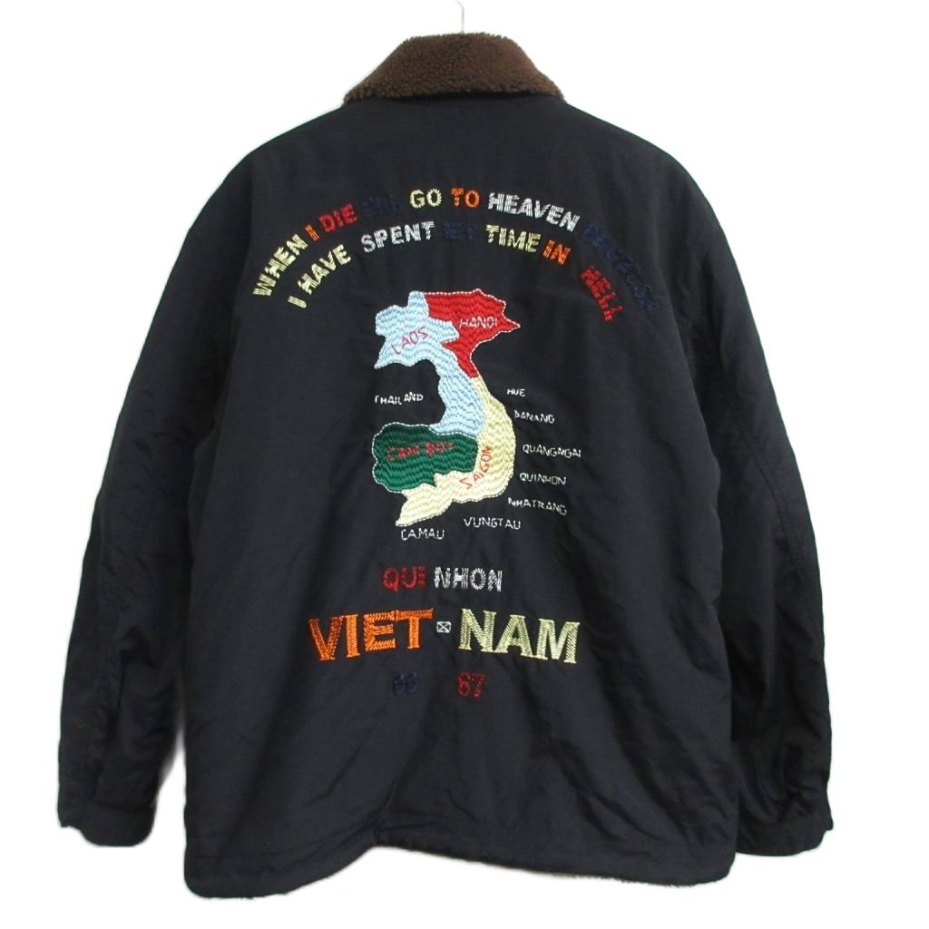 激レア　Mサイズ　アールディーズ　刺繍 ベトナム　コーチ　ボア　ジャケット　黒 アールディーズ ALDIES 美品 Vietnam Drop Shoulder Wide Jacket