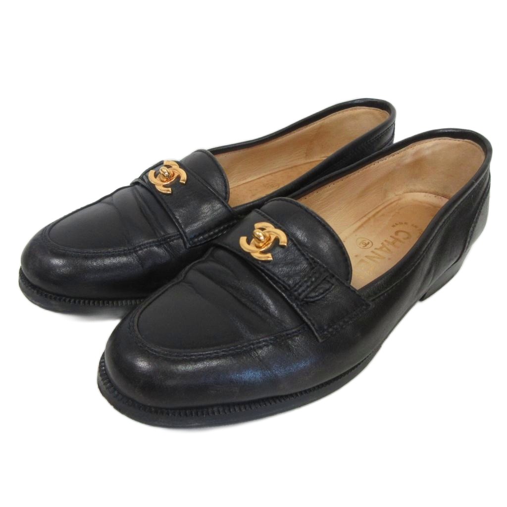 CHANEL シャネル ミュール レザー ココマーク ブラック 黒 6B a 中古・古着通販】CHANEL (シャネル) ココマークレザーミュール