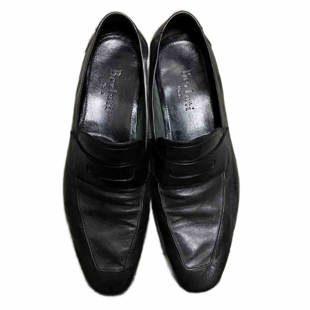 【中古】ベルルッティ Berluti リミニ ローファー カンガルー レザー ローファー 革靴 黒 ブラック 7.5 26cm ベルルッティ Berluti リミニ ローファー カンガルー レザー コイン