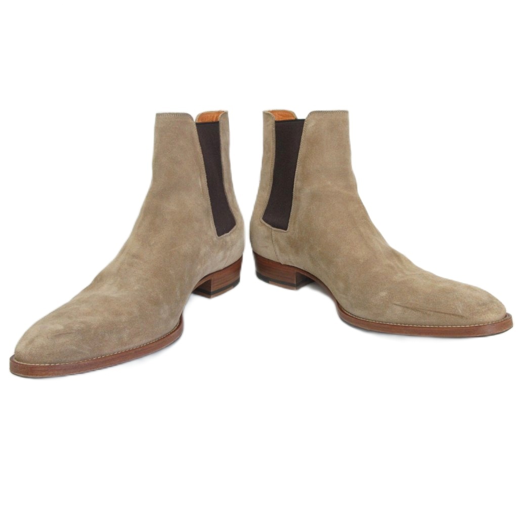 SAINT LAURENT サイドゴアブーツ スエード　40.5 サンローランパリ チェルシー スエード×カシミヤ サイドゴア